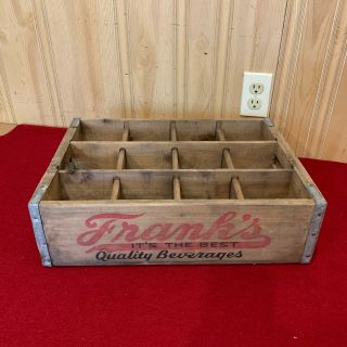 Vintage Frank’s Quality Beverages Wooden Crate Soda Pop Carrier Phila.  PA 3