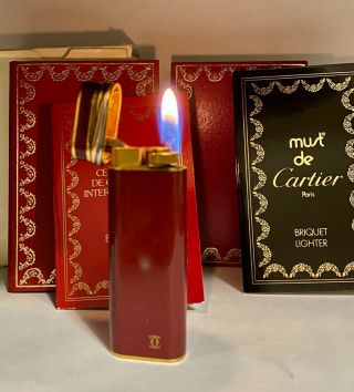 Vintage Lighter Cartier Trinity Burgundy Laque