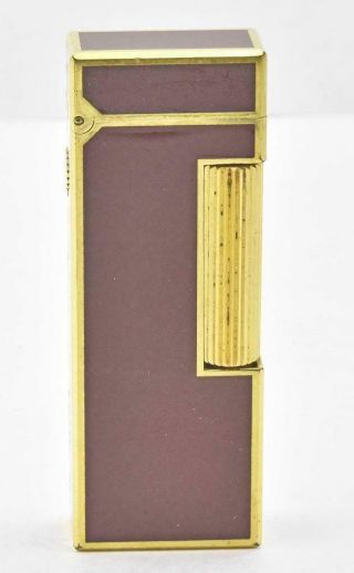 Auth Dunhill K18 Gold - Plated Lacquer Lighter & Cigarette Case Burgundy / Gold