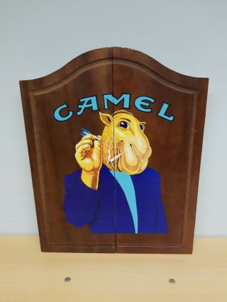 Vintage Joe Camel Wood Dart Board Cabinet