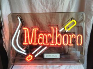 Vintage Marlboro Smoking Cigarette Neon Sign.