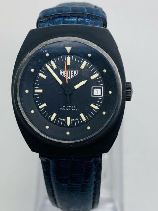 Vintage Heuer Quartz 100 Meters Black Dial & Black PVD Case Wrist Watch 983 058 2