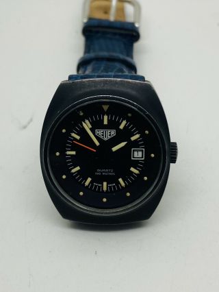 Vintage Heuer Quartz 100 Meters Black Dial & Black PVD Case Wrist Watch 983 058 3