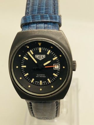 Vintage Heuer Quartz 100 Meters Black Dial & Black PVD Case Wrist Watch 983 058 4