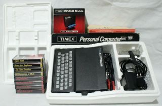 Timex Sinclair 1000 Computer /w 16k Ram Module,  8 Cassettes,  Book -