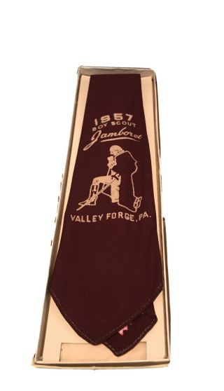 Vintage Boy Scout Jamboree Explorer Necktie 1957 Valley Forge Pennsylvania Box