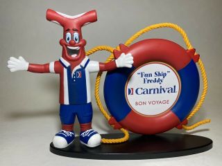Vintage Carnival Cruise Line Picture Frame Mascot " Fun Ship Freddy " Rubber Rare