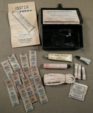 Vintage Early 1940’s First Aid Kit,  Pocket Kit,  Metal Container,  Complete