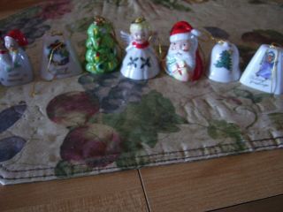 Vintage Ceramic Angel Bells Christmas Tree Bell Ornaments Figurines Japan 7 Pc