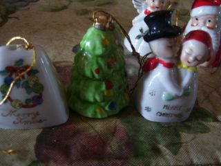 Vintage Ceramic Angel Bells Christmas Tree Bell Ornaments Figurines Japan 7 Pc 2