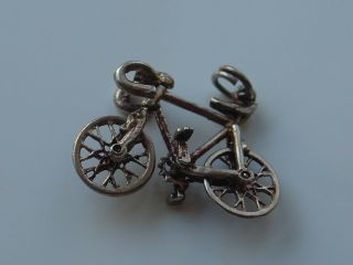 Vtg Sterling Silver Charm Pendant 3d 10 Speed Bicycle Bike Wheels Handle Moves