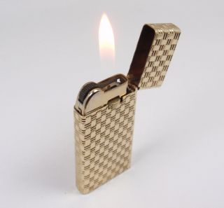 Vintage Tiffany & Co 14k Gold Basket Weave Slim Cigarette Lighter
