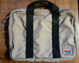 Apple Canvas Messenger Bag W/ Rainbow Apple Logo Laptop Case Vintage 1980 