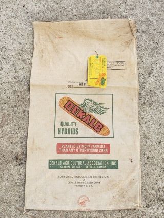 Vintage Dekalb Seed Corn Bag Sack Variety With Tags
