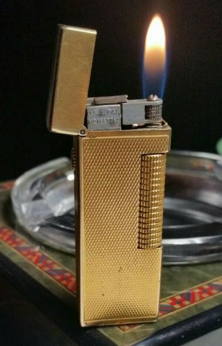 Newly Serviced,  Boxed Early Dunhill Gold Barley Rollagas Lighter