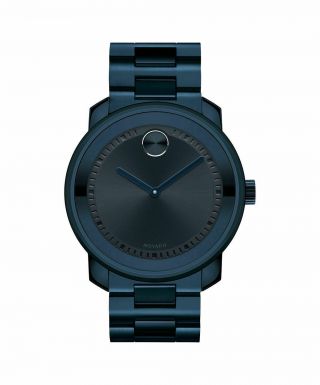 Movado Bold 3600296 Ion Plated Blue Stainless Steel Sunray Dot Unisex Watch