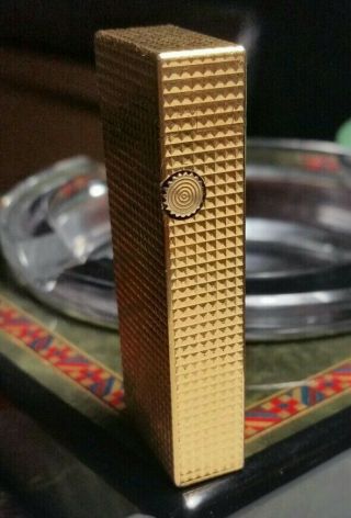 Newly Serviced,  Dunhill d Logo Gold Plated Hobnail Rollagas Lighter 3