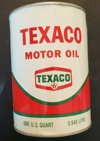 Nos Vintage Texaco 1 Qt Motor Oil Tin Can,  Empty,  Sae 20 - 20w Hd,  Pre - Owned