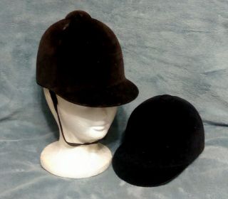 Vintage Black Velvet Equestrian Riding Helmet; Size 6⅞