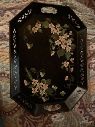 Vtg Tole Metal Tray - Hand Painted By Pilgrim Expressly For Rich’s Atlanta Ga.