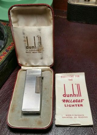 Newly Serviced,  Boxed Early Dunhill Silver Barley Rollagas Lighter