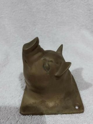 Vintage Solid Brass Pig Hog Wall Mount Coat Towel Hook Holder