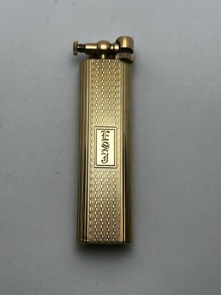 Vintage Dunhill 14k Yellow Gold Lighter.  2 - 3/4 " Height.  Monogrammed Esj