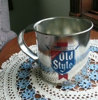 Vintage Heileman’s Old Style Pure Tin Mug Beer Cup 4 1/2 " X 4 1/2 " Rare