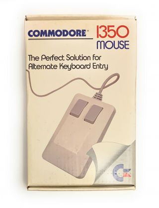 Commodore 1350 Two Button Rollerball Mouse C128 W/ Box & Paperwork