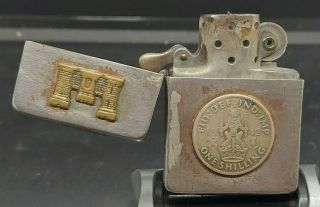 1942 WWII 4 BARREL 14 HOLE ATTACHED ENGLISH COINS CRACKLE REMOVED ZIPPO LIGHTER 3