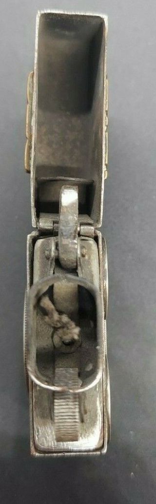 1942 WWII 4 BARREL 14 HOLE ATTACHED ENGLISH COINS CRACKLE REMOVED ZIPPO LIGHTER 4