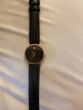 Mens Vintage Movado Museum Watch Model No.  87.  45.  882.  With Leather Strap