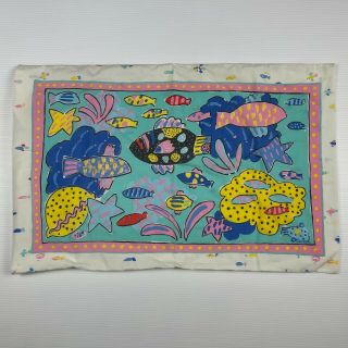 Vintage Ken Done Sheridan Coral Reef Standard Pillowcase Fish Watercolor 1980s