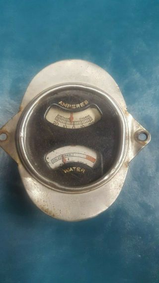 Vintage 1931 Or 1932 Chevy Water Temp And Amp Gauge