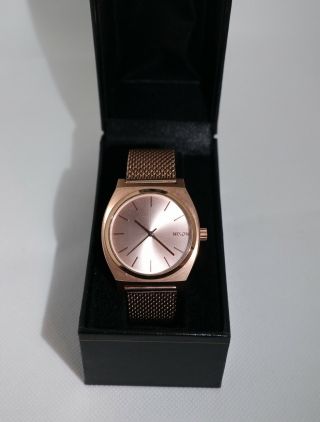 Nixon Time Teller Milanese Unisex Rose Gold Plated Quartz Watch A1187 - 897 - 00
