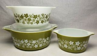 Vintage Pyrex Spring Blossom Set Of 3 Ovenware Bowls Dishes 473 474b 475b