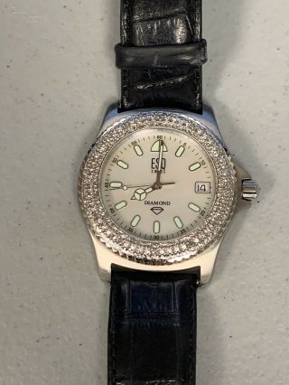 Esq Movado Diamond E5210 Ladies White Mother Of Pearl Dial Watch Need Batt