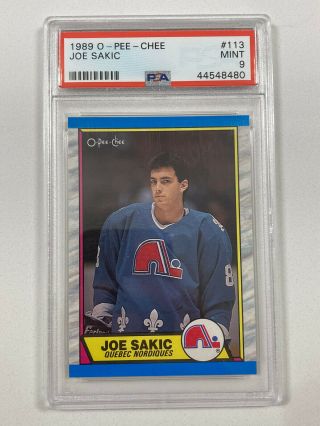 Joe Sakic 89 - 90 O - Pee - Chee Opc Rookie Card Rc Psa 9 (style Slab)