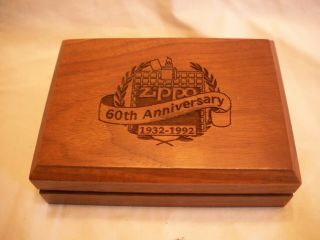 1992 Zippo 60th Anniversary In Walnut Box