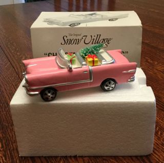 Vintage Dept 56 Snow Village Accessory - Pink Christmas Cadillac 54135 Retired