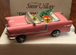 Vintage Dept 56 Snow Village Accessory - Pink Christmas Cadillac 54135 RETIRED 2