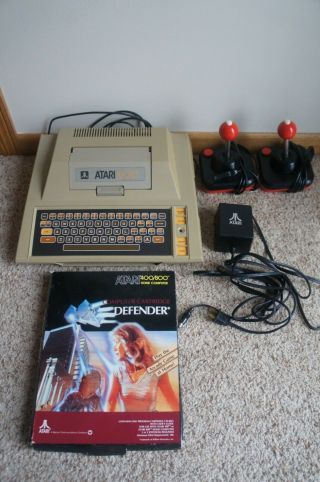 Rare Vtg Atari 400 Computer System W/ Power Supply,  2 Joysticks & Defender Game