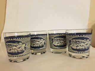 4 Vintage Currier And & Ives Old Fashion Glasses Royal China