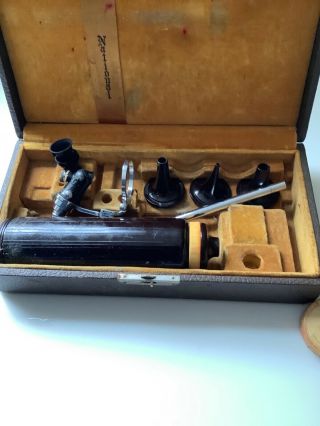 Vintage Medical National Otoscope & Ophthalmoscope Complete In Bakelite Case