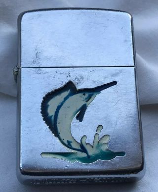 Vintage Rare 1950 Zippo Marlin Big Game Fish,  Town & Country Lighter