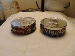 Vintage Snuff Chewing Tobacco Tins Can Copennagen Viking Empty