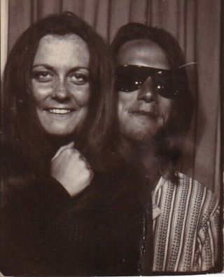 Vintage Photo Booth: Affectionate Young Couple,  Dark Glasses,  Fist To Chest