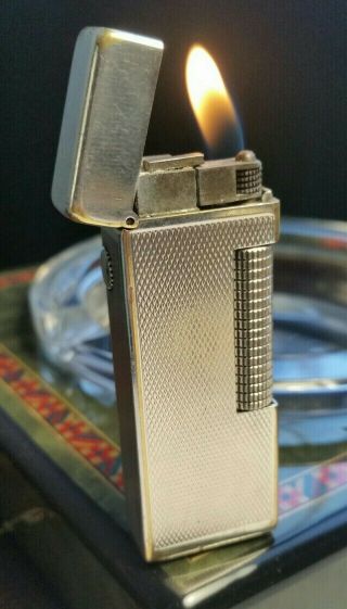 Newly Serviced,  1960s Dunhill Silver Plated Barley Rollagas Lighter