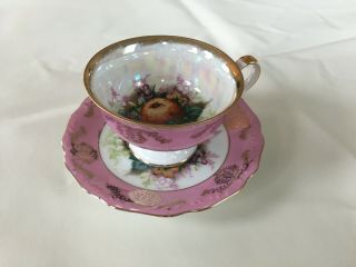 Vintage Royal Halsey L M Pink Fine China Tea Cup And Saucer.