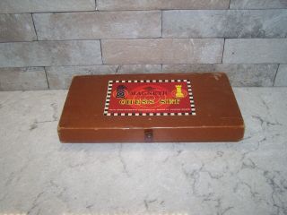 Vintage E.  S.  Lowe Magnetic Staunton Chess Set Game Leatherette Board Box 815